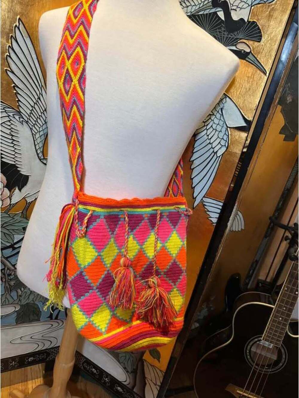 Wayuu Mochila Hobo Bag Neon Woven Tote Boho